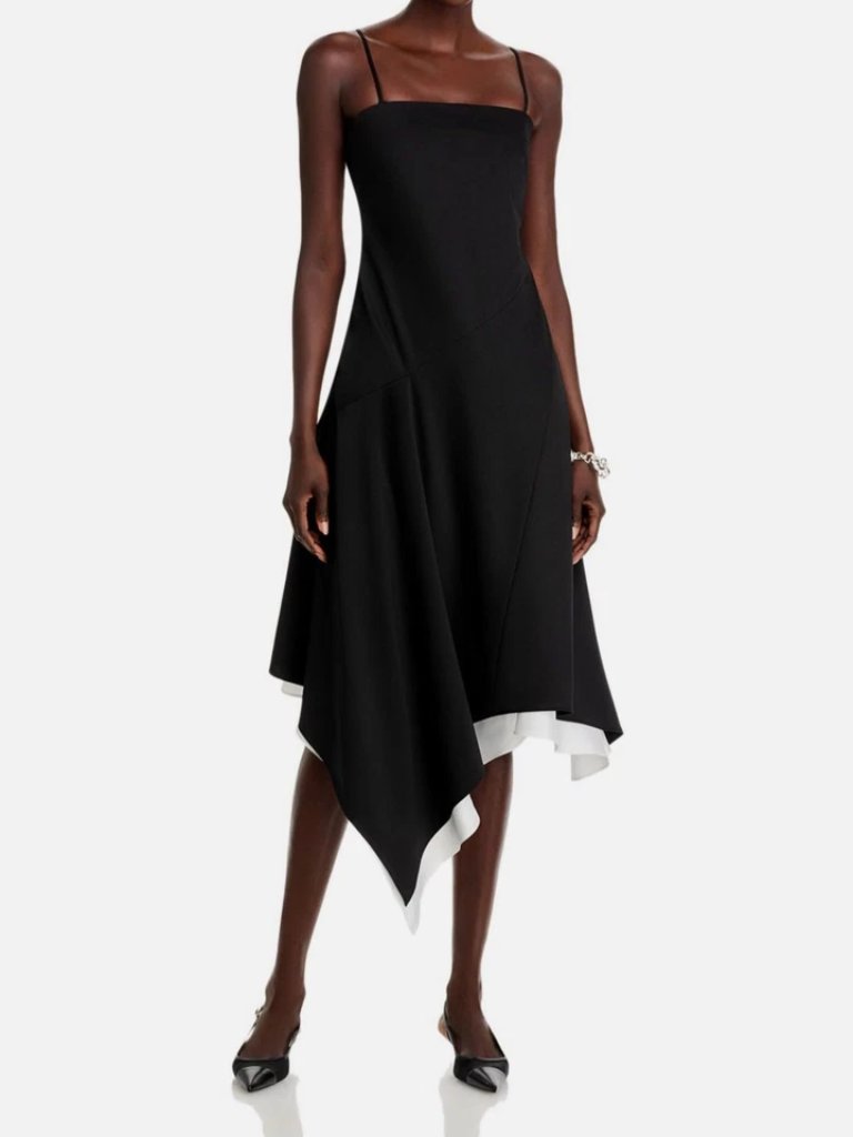 Helmut Lang Layered Wool Scarf-Hem Dress. Sz: 10